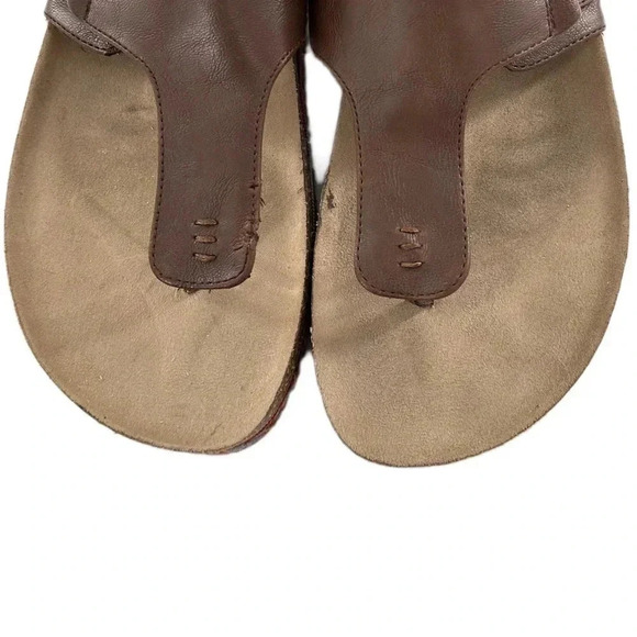 So sandals size 10 brown faux leather t-strap chunky flatforms vintage y2K 90s - Picture 3 of 13